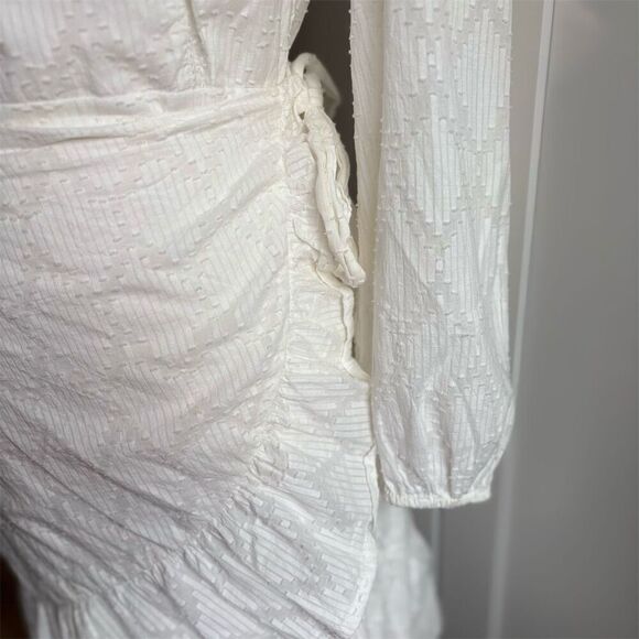 J. Crew Women's Puff-Sleeve Wrap Dress White Knee Length Size M - Picture 5 of 9